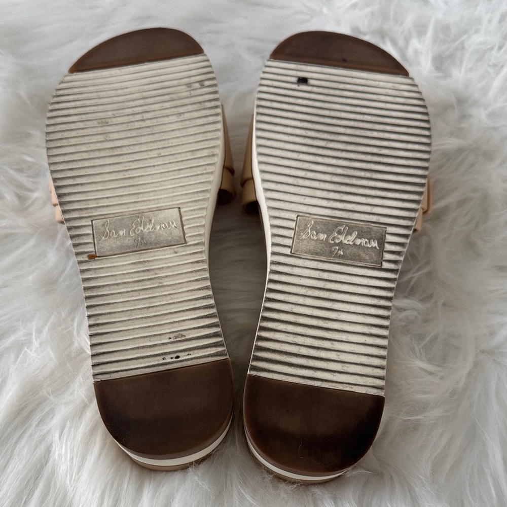 Sam Edelman Ariane Natural Slide Sandals with Glittering Gold Buckles size 7.5 - Picture 10 of 13
